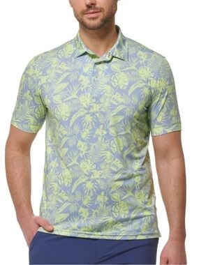 Mizzen+Main Light Green Floral Print Polo